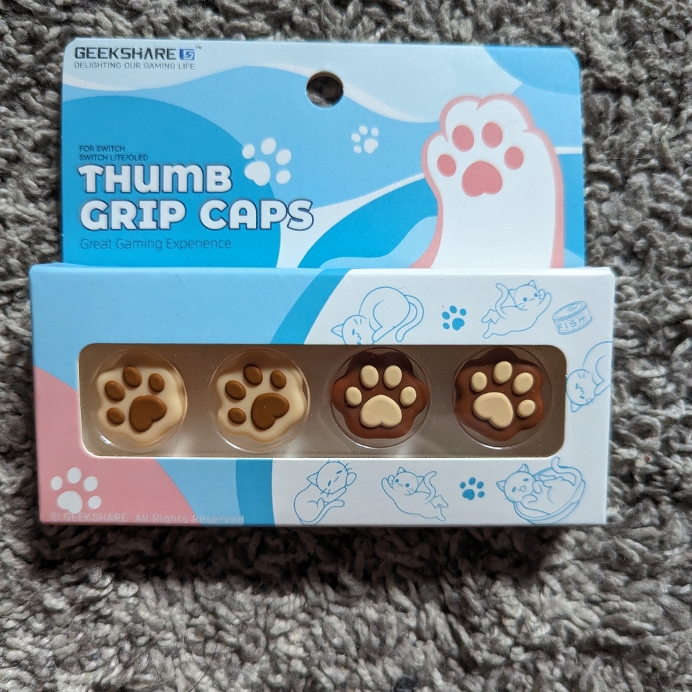 Paw print thumb grip caps for Nintendo switch